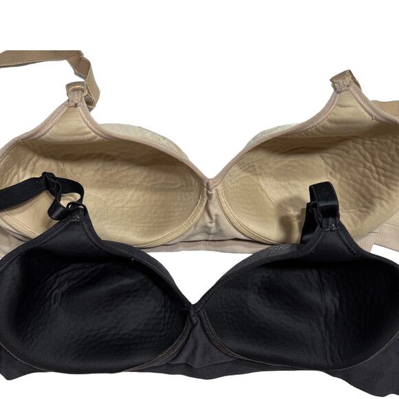 Bali Comfort Revolution Wire Free Bra Bundle Adjustable Straps Nude Black - Picture 3 of 11
